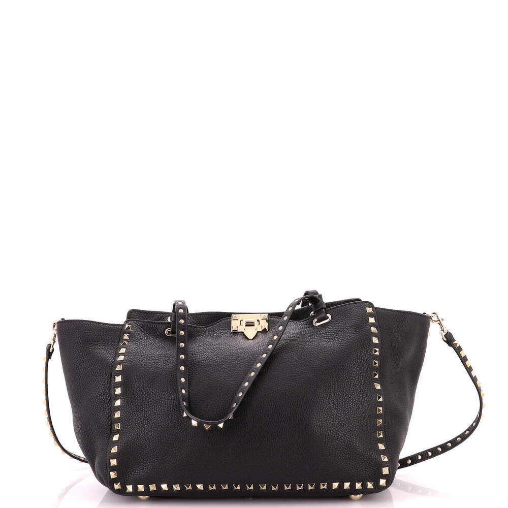 Valentino Garavani Medium Rockstud Tote Pebbled Leather